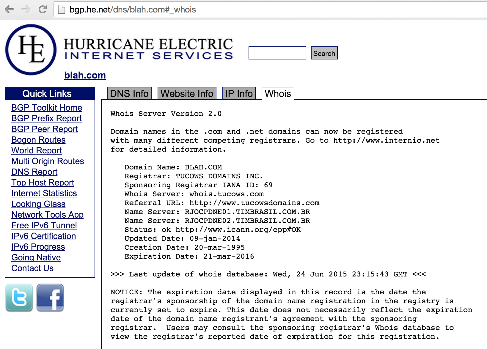 Using a web interface to query WHOIS
