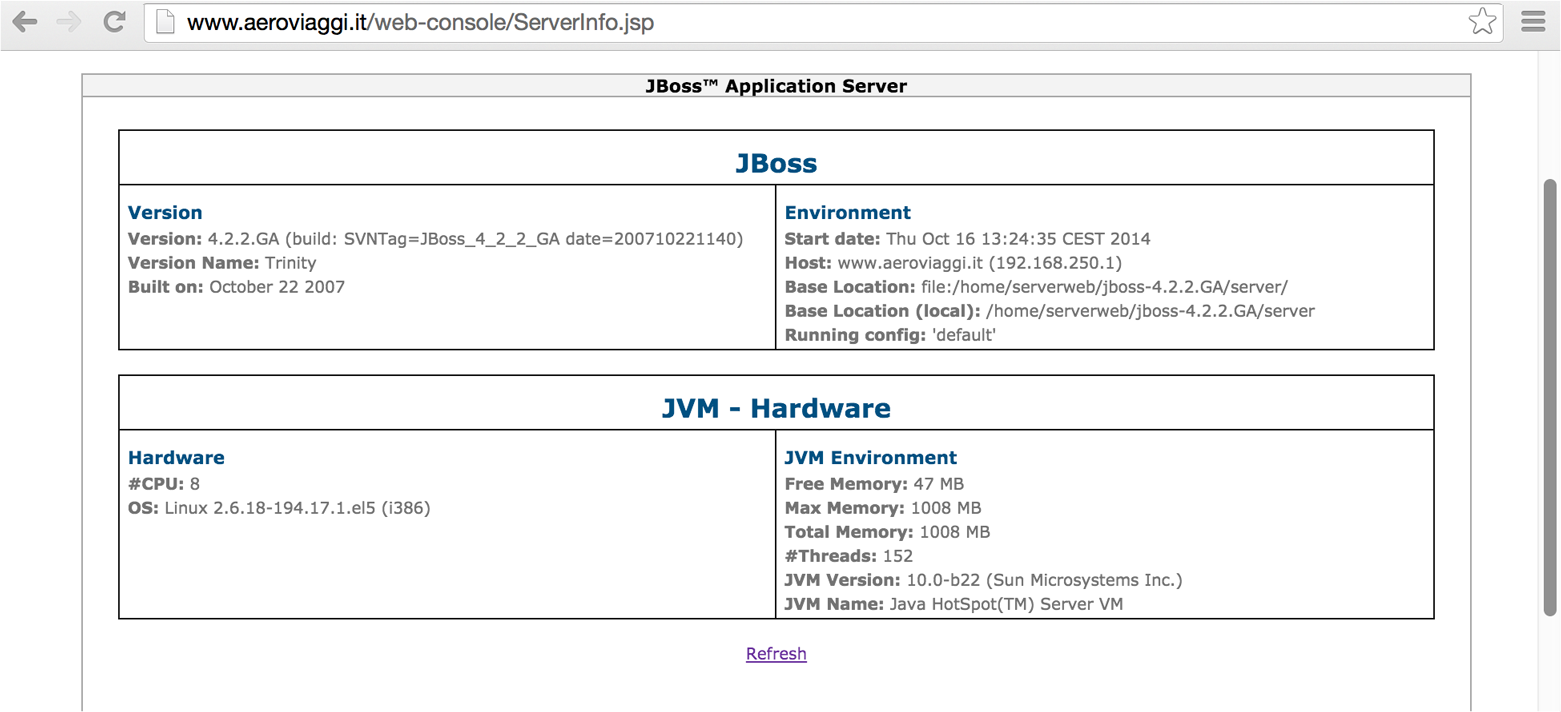 JBoss fingerprinting via /web-console/ServerInfo.jsp