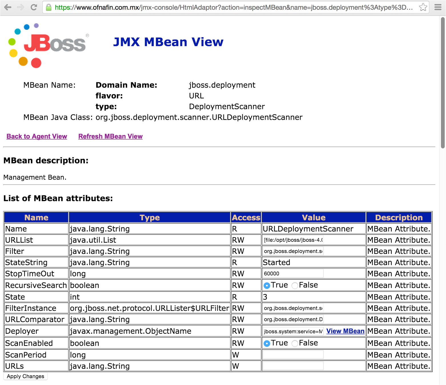 Manually interacting with an MBean over HTTP