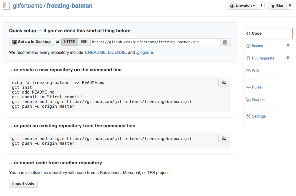 Instructions on initializing and uploading a repository to GitHub into this project.