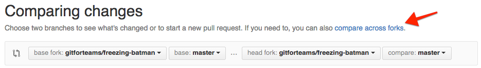 Four drop down menus: upstream repository, upstream branch, your repository, your branch. Change the last of these drop down menus to be the branch you want to submit as a PR.