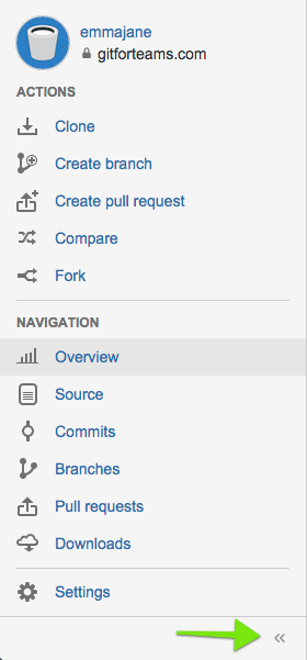 Screenshot of the expanded list of icons; a helper arrow points to the expand / collapse link.