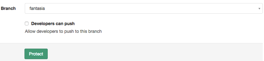 Screenshot showing 'fantasia' is about to become a locked branch.