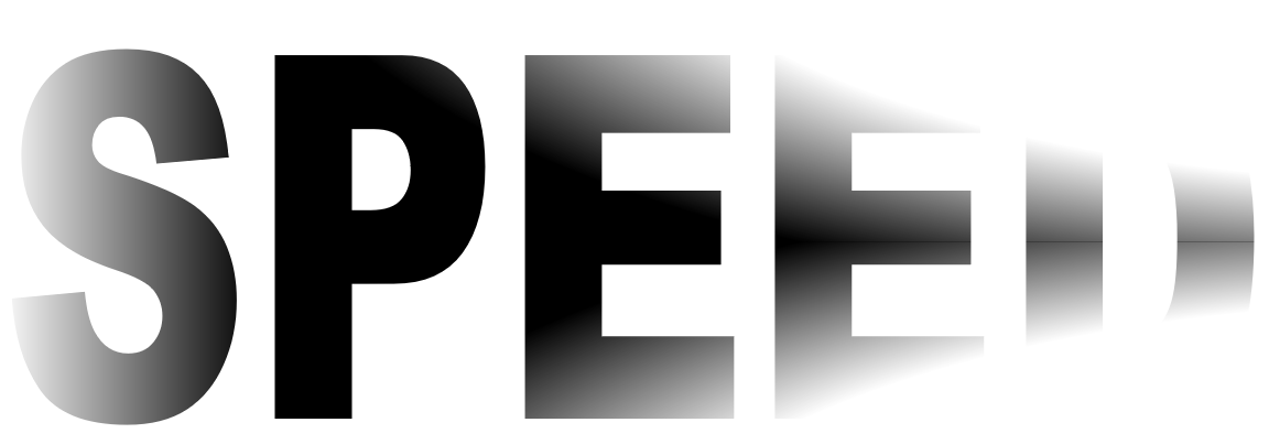 The word Speed in all-caps, with the same three-gradient mask applied so that the left side of the S and the top and bottom of the second E and the D are faded away.