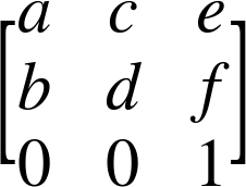 Start 3 By 3 Matrix 1st Row 1st Column a 2nd Column c 3rd Column e 2nd Row 1st Column b 2nd Column d 3rd Column f 3rd Row 1st Column 0 2nd Column 0 3rd Column 1 EndMatrix