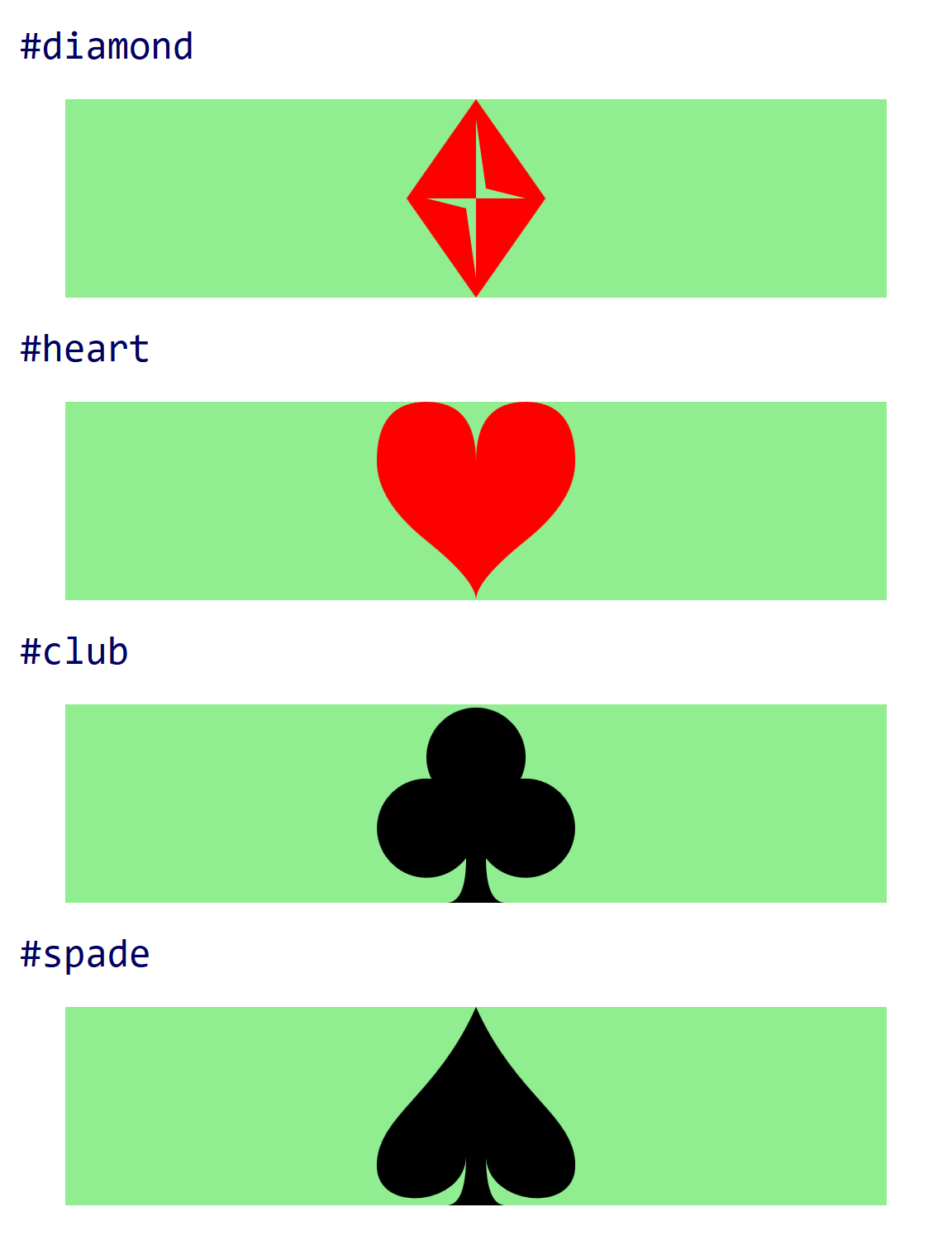 The four labelled images, still as rectangular canvases the full width of the page, but only featuring one icon centered in each.