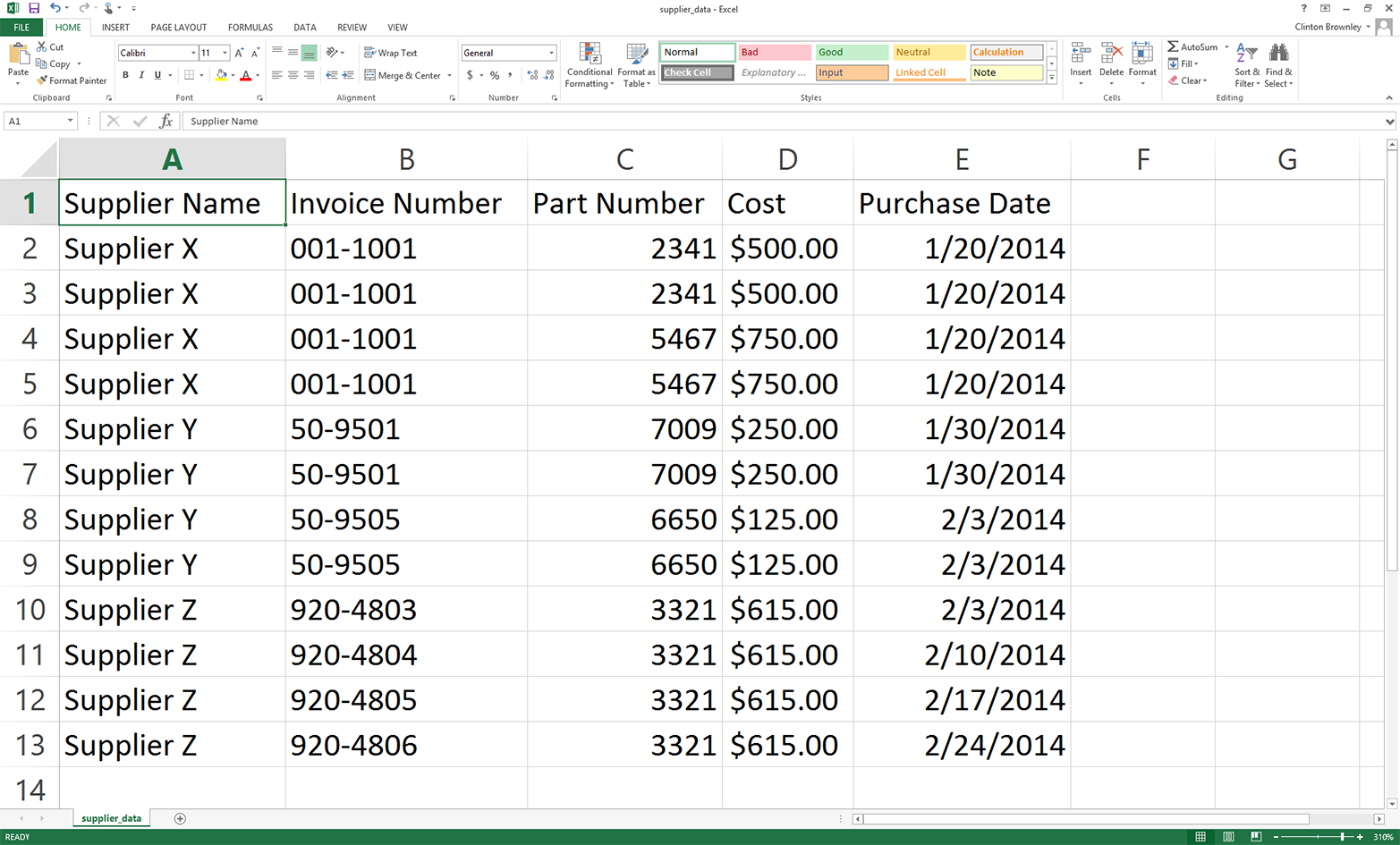 Adding data to the supplier_data.csv file