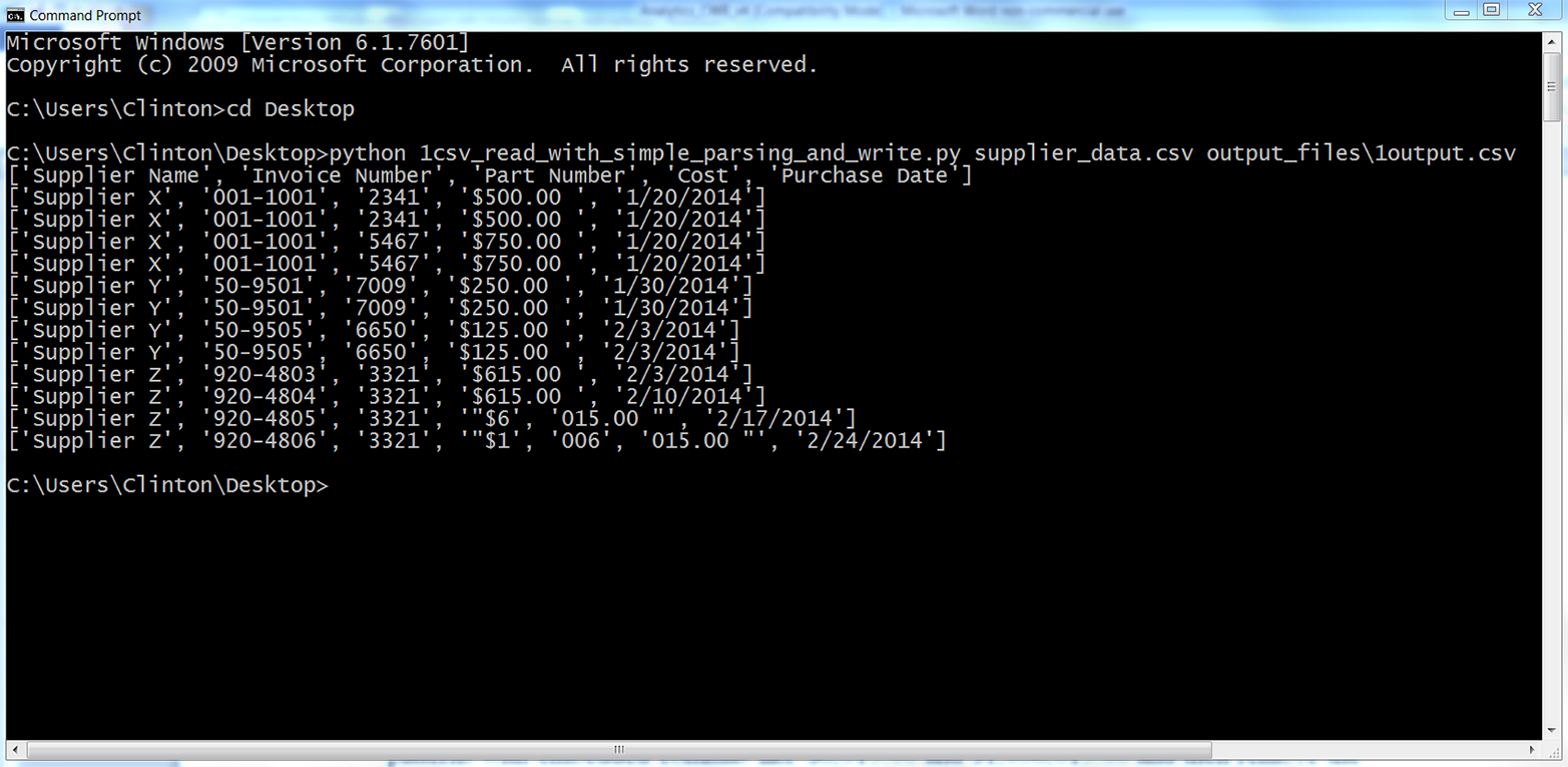 Output of running supplier_data.csv