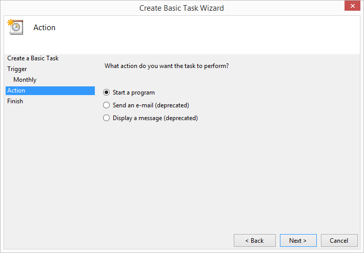 The Action interface you use to specify the action you want the task to perform