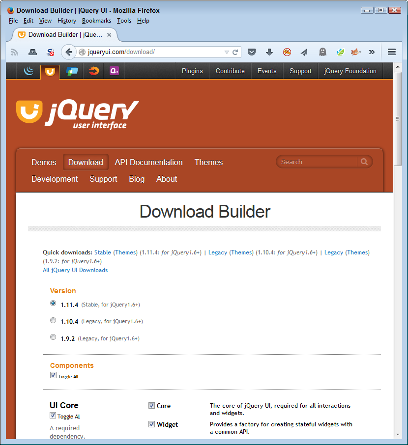 Using the jQuery UI builder helps you create a customized version of the library