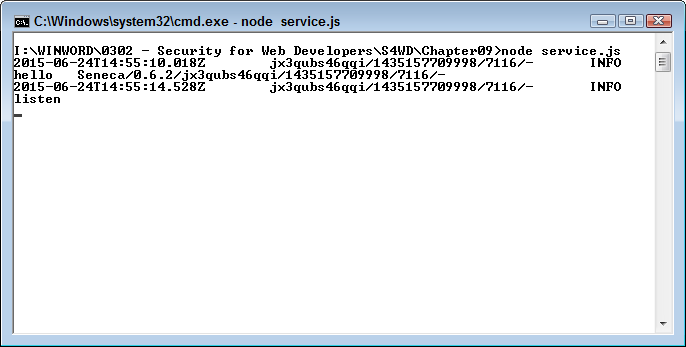 The microservice is listening for requests