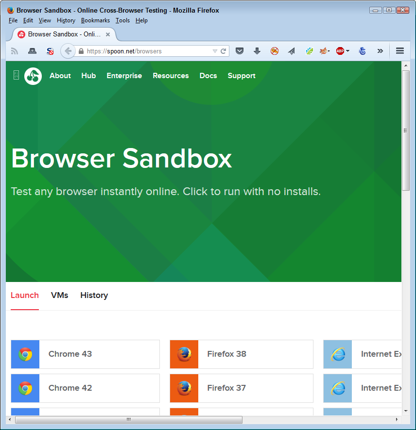 Spoon.net makes it possible to use any of the most common browsers