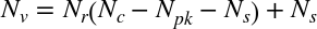 upper N Subscript v Baseline equals upper N Subscript r Baseline left-parenthesis upper N Subscript c Baseline minus upper N Subscript p k Baseline minus upper N Subscript s Baseline right-parenthesis plus upper N Subscript s