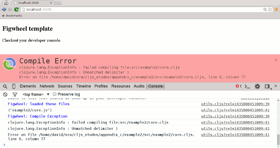 Screenshot of bad compile