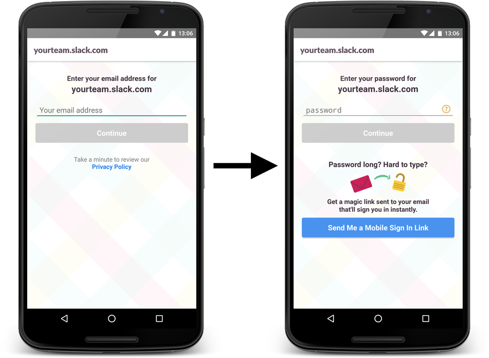 Slack's mobile sign-in flow