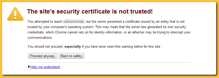 Untrusted certificate warning