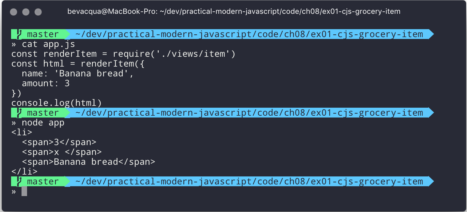 Printing an item for our grocery shopping list