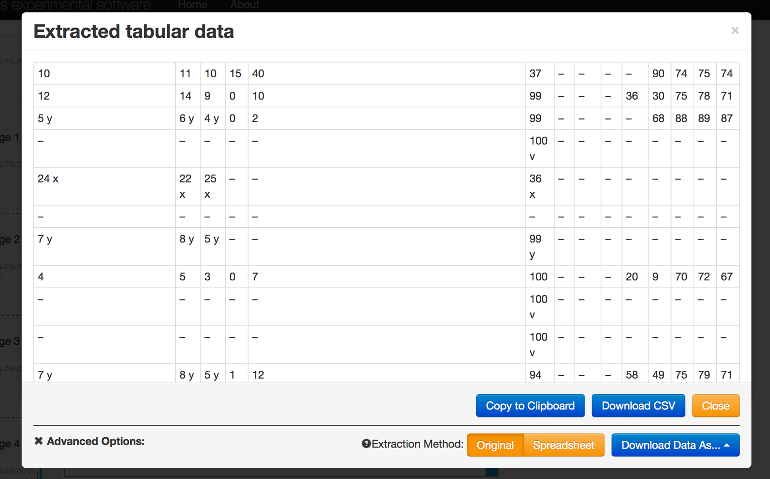 Download screen in Tabula