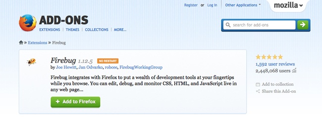 The Firebug download page