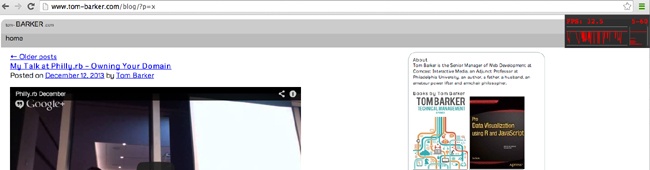 Chrome’s FPS meter, in the upper-right corner of the web page