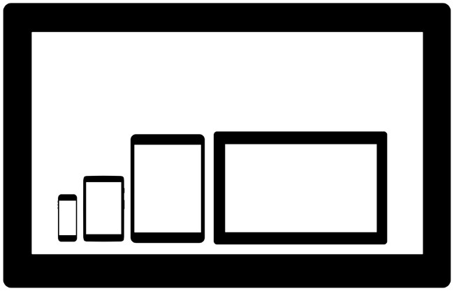 A sample of viewports ranging from smartphones, tablets, laptops, and HDTVs, covering differences not only in size, but also orientation