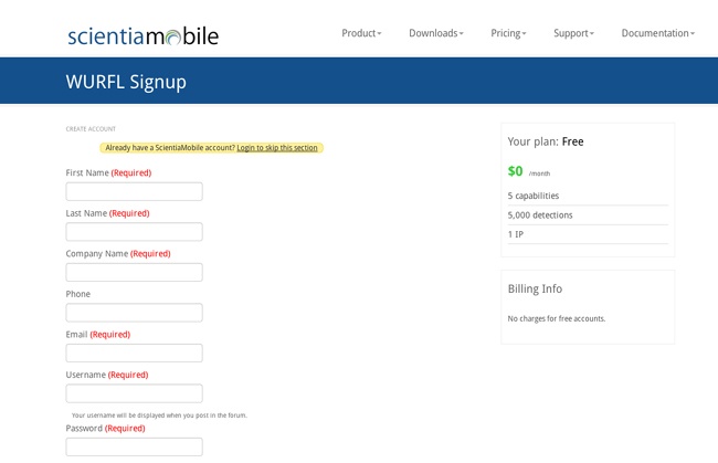 Signing up for an account