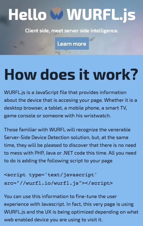 Scientiamobile’s wurfl.io web page