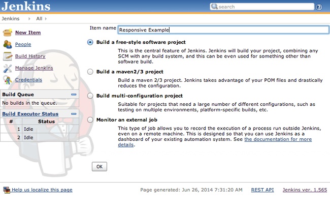 Creating a new project in Jenkins