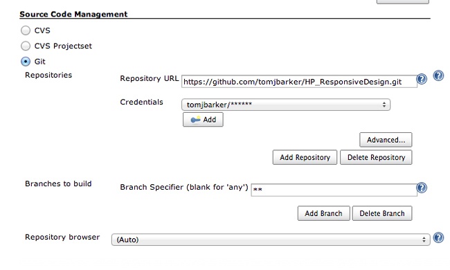 Pointing our Jenkins project to our GitHub project