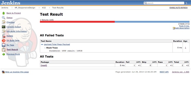 Results of our tests output in Jenkins!