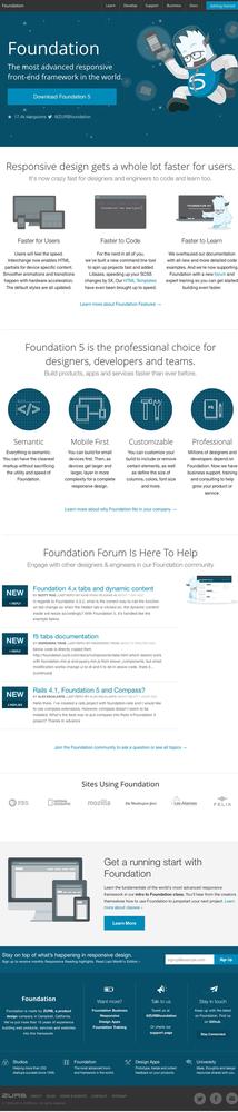 The home page for ZURB Foundation