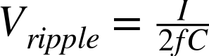 upper V Subscript r i p p l e Baseline equals StartFraction upper I Over 2 f upper C EndFraction