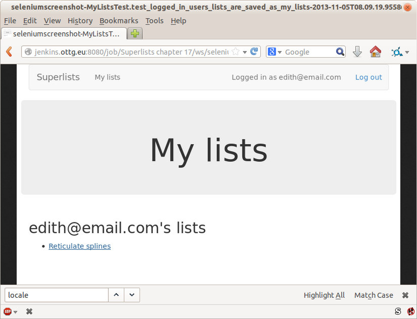 Screenshot of site page