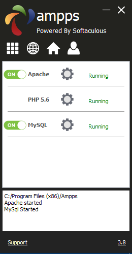 The AMPPS control window