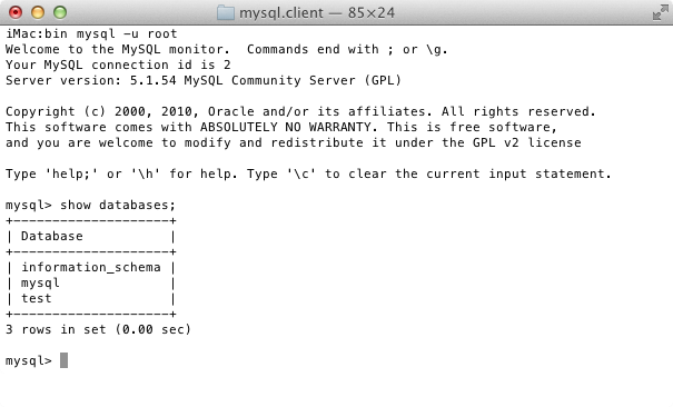 Accessing MySQL from the macOS Terminal program
