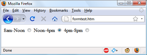 Selecting a single value with radio buttons
