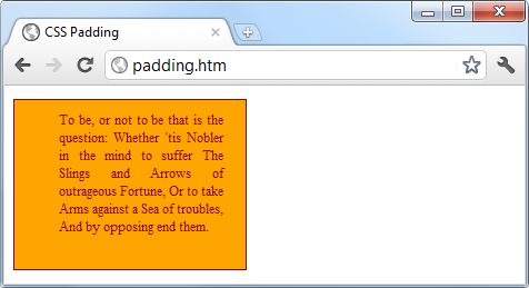Applying different padding values to an object