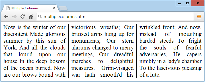 Flowing text in multiple columns