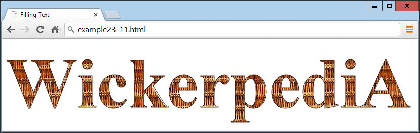 The text now has a pattern fill