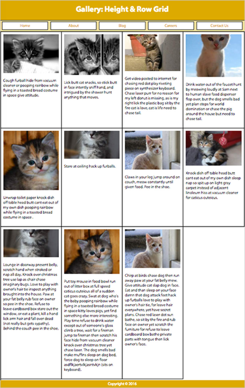 Gallery with columns neatly lined up using flexbox