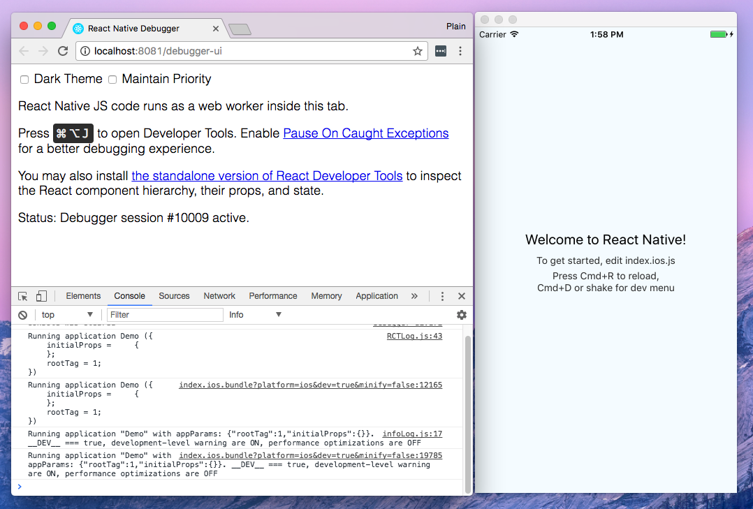 Chrome developer tools and the iOS simulator.