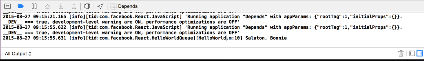 Output of Hello World.