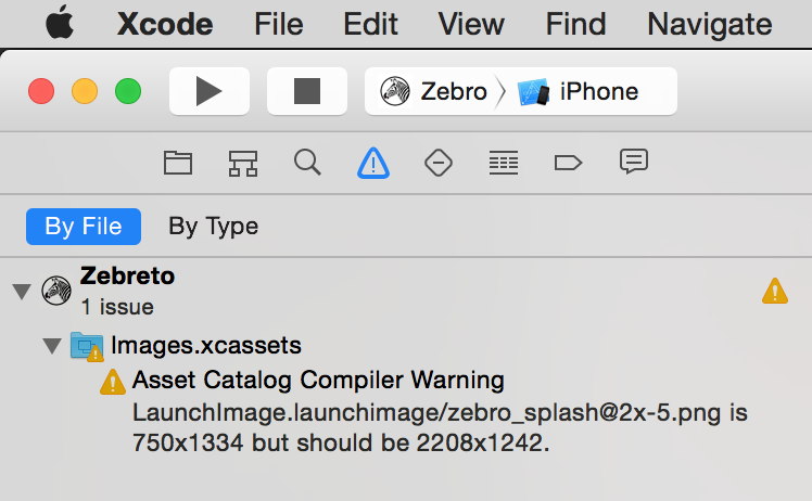 Warning regarding a mis-sized image.