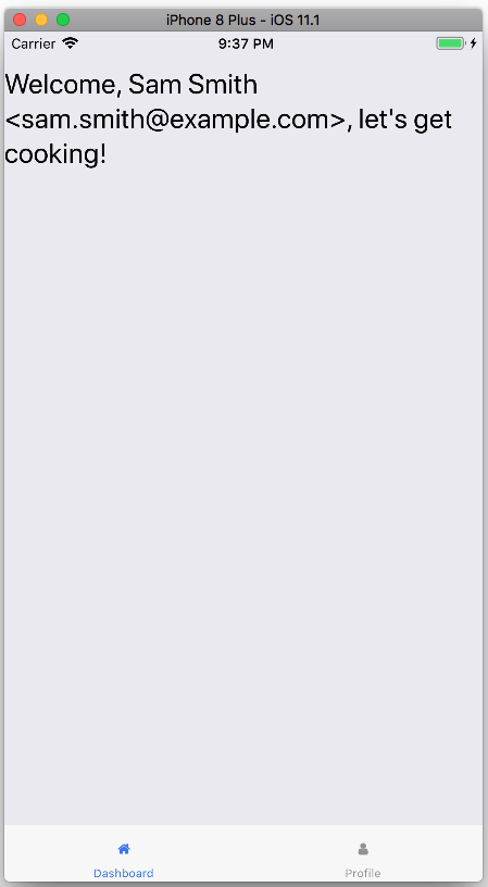 dashboardScreen.js: the `user()` function extracts state from the RootNavigator