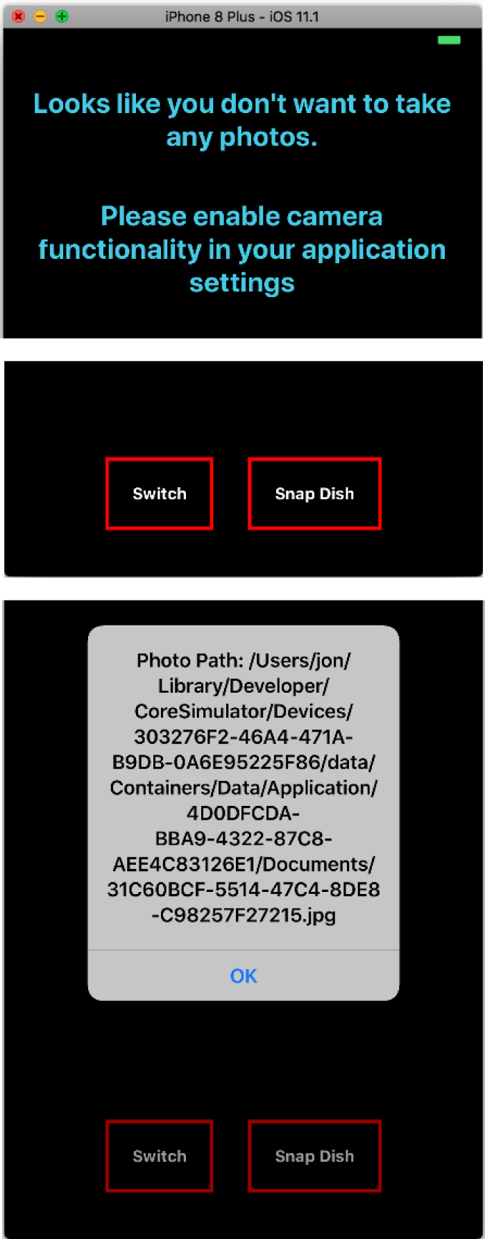 `renderDenied()` appears based on the permissions returned by Permissions