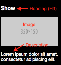 Marking the individual parts of a Show section