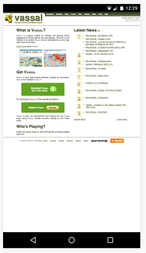 The Vassal website is unresponsive