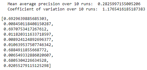 Summary over 10 Runs of Denoising Undercomplete Autoencoder with Single Hidden Layer and Linear Activation Function