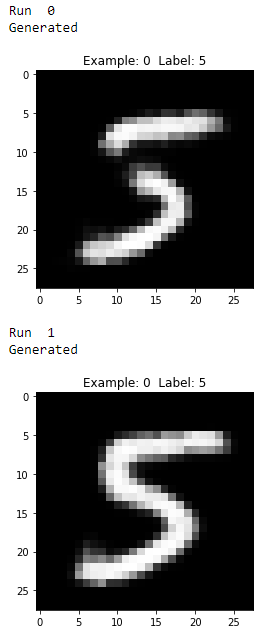 First Two Generated Images of the Digit Five