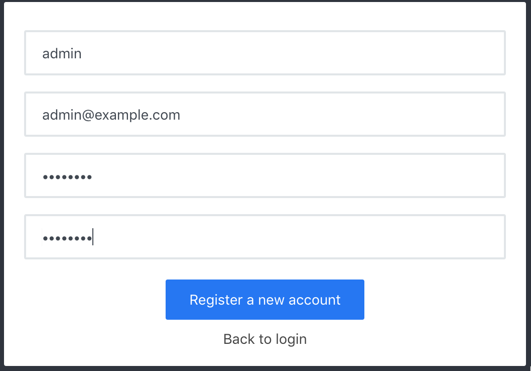 Rocketchat Registration Screen